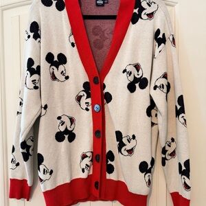 Disney Women's Mickey Mouse Cardigan - Red, Black, and White